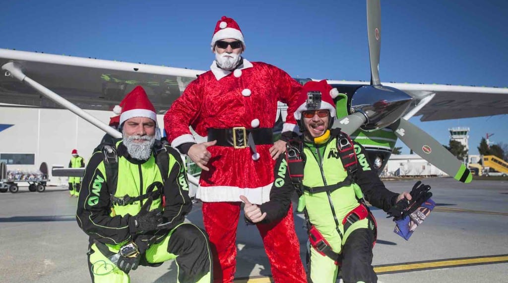 Santa claus skydiving in Croatia Zadar